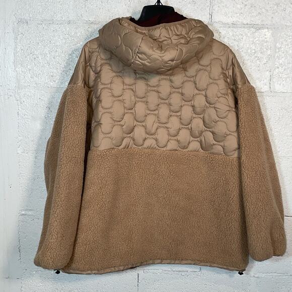 BASS OUTDOOR Women's Contrast Hood Sherpa Soft Pullover, tan Large - Picture 6 of 9